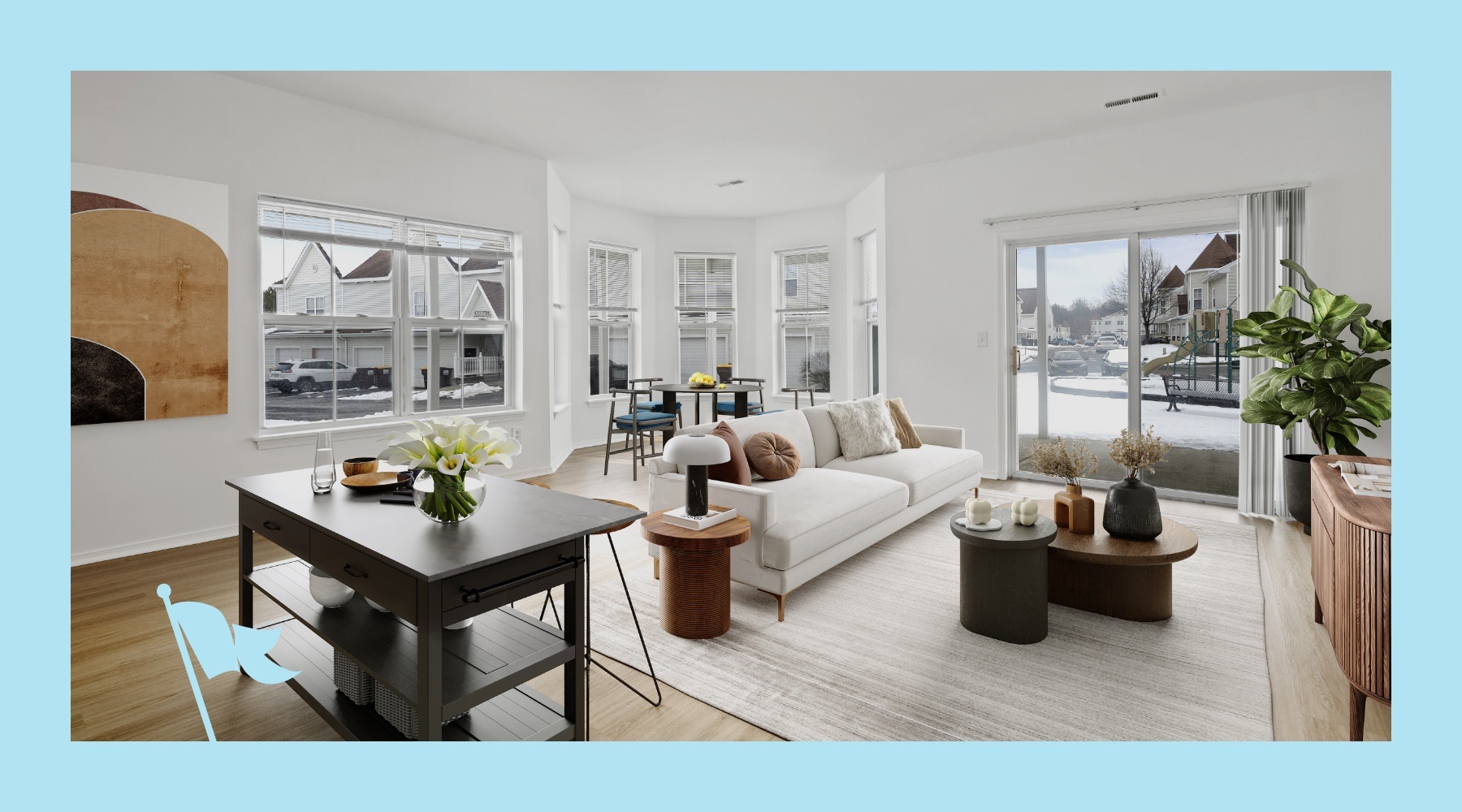 Living Room Large well lit living room