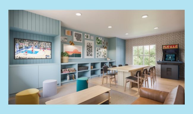 Spacious well lit lounge with large open area and ample seating